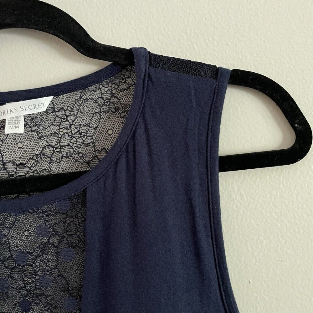 Victoria’s Secret Wmn M Navy Blue Sleeveless Lacy Top Padded Fit & Flare Dress - Picture 5 of 10